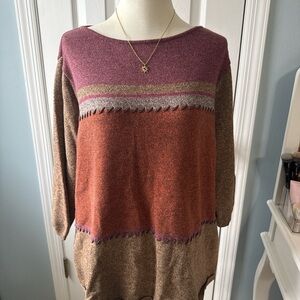 Liz Claiborne Women's Multicolor Crew Neck Sweater